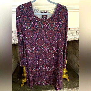 Matilda Jane dress purple floral print size Large modest casual